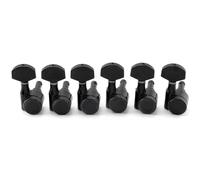 Musiclily Pro 6-in-line 15:1 Ratio 1-Pin Full Sealed Locking Machine Heads Tuners Tuning Pegs Keys with Hex Button for SQ Strat Tele Style Electric Guitar, Black