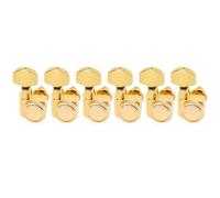 Musiclily Pro 6-in-line 18:1 Ratio 2-Pin Full Sealed Locking Machine Heads Tuners Tuning Pegs Keys with Hex Button for Fender Strat Tele Style Electric Guitar, Gold