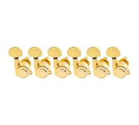 Musiclily Pro 6-in-line 18:1 Ratio Full Sealed Locking Machine Heads Tuners Tuning Pegs Keys with Hex Button 45 Degree Screw for Strat Tele Style Electric Guitar, Gold