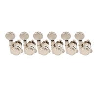Musiclily Pro 6-in-line 18:1 Ratio Full Sealed Locking Machine Heads Tuners Tuning Pegs Keys with Vintage Oval Button 45 Degree Screw for Strat Tele Style Electric Guitar, Nickel