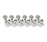 Musiclily Pro 6-in-line 18:1 Ratio Full Sealed Locking Machine Heads Tuners Tuning Pegs Keys with Vintage Oval Button 45 Degree Screw for Strat Tele Style Electric Guitar, Chrome
