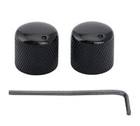 Musiclily Pro 6mm Steel Dome Knobs with Set Screw and Indicator Dot for Tele Telecaster Electric Guitar or Precision Bass, Black (Set of 2)