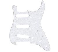 Musiclily Pro 8-Hole 50s 57 Vintage Style Strat SSS Guitar Pickguard for American Stratocaster, 4Ply White Pearl