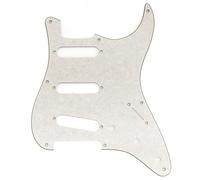 Musiclily Pro 8 Holes ST SSS Pickguard for SQ CV 50s 4Ply Aged White Pearl | for 2008-2019 China Made Squier Classic Vibe Reissue Vintage Strat Style Electric Guitar