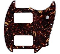 Musiclily Pro 9 Holes Round Corner HH Guitar Pickguard 2 Humbuckers for Squier Bullet Series Mustang Electric Guitar, 4Ply Tortoise Shell