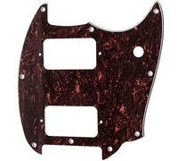Musiclily Pro 9 Holes Round Corner HH Guitar Pickguard 2 Humbuckers for Squier Bullet Series Mustang Electric Guitar, 4Ply Red Tortoise