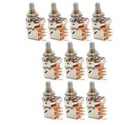 Musiclily Pro A250K Brass Pots Metric Solid Standard Shaft 9.5mm Push-Pull Audio Taper Potentiometers for Electric Guitar Bass (Set of 10)