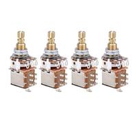 Musiclily Pro A250K Brass Pots Metric Split Standard Shaft 9.5mm Push-Push Audio Taper Potentiometers for Electric Guitar Bass (Set of 4)