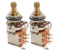Musiclily Pro A250K Brass Pots Split Standard Shaft 3/8 Inch Push-Push Audio Taper Potentiometers for Electric Guitar Bass (Set of 2)