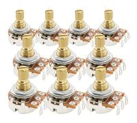 Musiclily Pro A250K Mini Pots Brass Metric Split Short Shaft 6.5mm Audio Taper Potentiometers for Electric Guitar Bass (Set of 10)