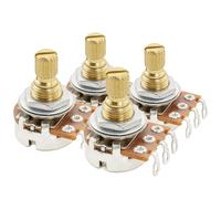 Musiclily Pro A250K Mini Pots Brass Metric Split Short Shaft 6.5mm Audio Taper Potentiometers for Electric Guitar Bass (Set of 4)
