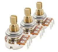 Musiclily Pro A250K Mini Pots Brass Metric Split Standard Shaft 9.5mm Audio Taper Potentiometers for ST Tele PB JB Style Electric Guitar Bass (Set of 3)