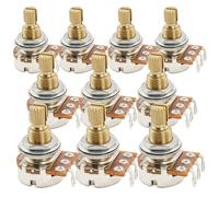 Musiclily Pro A250K Mini Pots Brass Metric Split Standard Shaft 9.5mm Audio Taper Potentiometers for Electric Guitar Bass (Set of 10)
