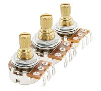 Musiclily Pro A250Kx2+B250K Mini Pots Brass Metric Split Short Shaft 6.5mm Audio Linear Taper Potentiometers for ST Tele PB JB Style Electric Guitar Bass (Set of 2A1B)