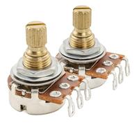 Musiclily Pro A500K+B500K Mini Pots Brass Metric Split Short Shaft 6.5mm Audio Linear Taper Potentiometers for ST Tele PB JB Style Electric Guitar Bass (Set of 1A1B)