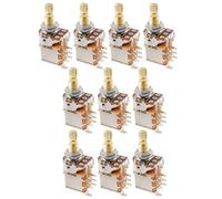 Musiclily Pro A500K Brass Pots Metric Split Standard Shaft 9.5mm Push-Push Audio Taper Potentiometers for Electric Guitar Bass (Set of 10)