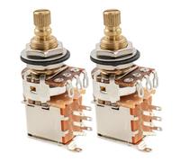 Musiclily Pro A500K Brass Pots Split Standard Shaft 3/8 Inch Push-Push Audio Taper Potentiometers for Electric Guitar Bass (Set of 2)