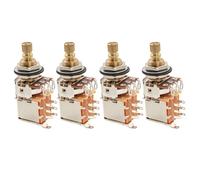 Musiclily Pro A500K Brass Pots Split Standard Shaft 3/8 Inch Push-Push Audio Taper Potentiometers for Electric Guitar Bass (Set of 4)