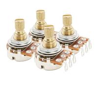 Musiclily Pro A500K Mini Pots Brass Metric Split Short Shaft 6.5mm Audio Taper Potentiometers for Electric Guitar Bass (Set of 4)