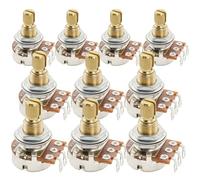 Musiclily Pro A500K Mini Pots Brass Metric Split Standard Shaft 9.5mm Audio Taper Potentiometers for Electric Guitar Bass (Set of 10)