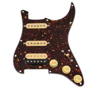 Musiclily Pro Auto-Split Pre-wired Standard HSS Pickguard with Artec Pickups Alnico 5 Magnet for ST Style Electric Guitar, 4ply Tortoise Shell