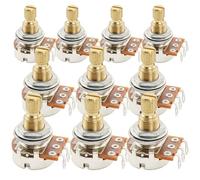 Musiclily Pro B500K Mini Pots Brass Metric Split Standard Shaft 9.5mm Linear Taper Potentiometers for Electric Guitar Bass (Set of 10)