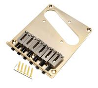 Musiclily Pro BT003 54mm String Spacing Modern Guitar Bridge, Gold | with 6pcs SUS Stainless Steel Saddles, for Fender Squier Tele Style Electric Guitar