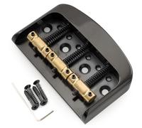 Musiclily Pro Half Size Short Vintage Tele Bridge with Solid Aluminum Alloy Plate and Brass 3-Saddle, Black