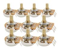 Musiclily Pro HD A1M Pots Brass Metric Solid Short Shaft 6.5mm Audio Taper Potentiometers for Electric Guitar Bass (Set of 10)