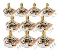 Musiclily Pro HD A1M Pots Brass Metric Split Short Shaft 6.5mm Audio Taper Potentiometers for Electric Guitar Bass (Set of 10)