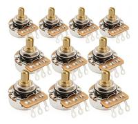 Musiclily Pro HD A1M Pots Brass Short Split Shaft 1/4 Inch Audio Taper Potentiometers for Electric Guitar Bass (Set of 10)