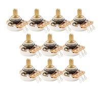 Musiclily Pro HD A250K Pots Brass Short Split Shaft 1/4 Inch Audio Taper Potentiometers for Electric Guitar Bass (Set of 10)