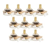 Musiclily Pro HD A250K Pots Brass Solid Short Shaft 1/4 Inch Audio Taper Potentiometers for Electric Guitar Bass (Set of 10)