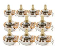 Musiclily Pro HD A500K Pots Brass Metric Solid Short Shaft 6.5mm Audio Taper Potentiometers for Electric Guitar Bass (Set of 10)