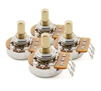 Musiclily Pro HD A500K Pots Brass Metric Solid Short Shaft 6.5mm Audio Taper Potentiometers for LP/SG Style Electric Guitar Bass (Set of 4)