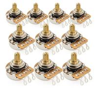 Musiclily Pro HD A500K Pots Brass Short Split Shaft 1/4 Inch Audio Taper Potentiometers for Electric Guitar Bass (Set of 10)