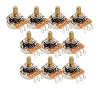 Musiclily Pro HD A500K Pots Brass Solid Short Shaft 1/4 Inch Audio Taper Potentiometers for Electric Guitar Bass (Set of 10)