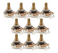 Musiclily Pro HD A500K Pots Brass Standard Split Shaft 3/8 Inch Audio Taper Potentiometers for Electric Guitar Bass (Set of 10)