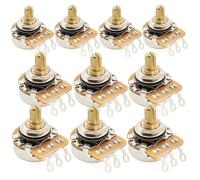 Musiclily Pro HD B1M Pots Brass Short Split Shaft 1/4 Inch Linear Taper Potentiometers for Electric Guitar Bass (Set of 10)