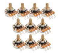 Musiclily Pro HD B1M Pots Brass Solid Short Shaft 1/4 Inch Linear Taper Potentiometers for Electric Guitar Bass (Set of 10)