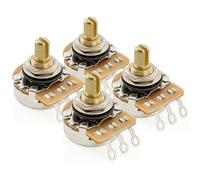 Musiclily Pro HD B500K Pots Brass Short Split Shaft 1/4 Inch Linear Taper Potentiometers for Electric Guitar Bass (Set of 4)