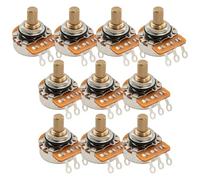 Musiclily Pro HD B500K Pots Brass Solid Short Shaft 1/4 Inch Linear Taper Potentiometers for Electric Guitar Bass (Set of 10)