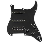 Musiclily Pro HSS Auto-Split Pre-wired Loaded Pickguard with Artec Alnico 5 Pickups Set for Strat Style Electric Guitar, 3ply Black