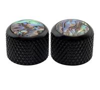 Musiclily Pro Inch Dome Knobs Push-on Abalone Top 19x16.5mm, Black 2 Pcs
