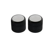 Musiclily Pro Inch Fine 24 Splines Steel Dome Knobs Mother-of-Pearl Top Push-on Control Knob for USA Electric Guitar or Bass, Black (Set of 2)