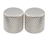 Musiclily Pro Inch Fine 24 Splines Steel Flat Top Knobs Push-on Control Knob for USA Electric Guitar or Bass, Nickel(Set of 2)