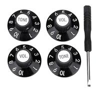 Musiclily Pro Inch Size Guitar Witch Hat Knobs 2 Tone 2 Volume Set for 72 Telecaster Custom Eletric Guitar or Amplifiers,Black