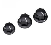 Musiclily Pro Inch Size J Bass Knobs 2 Large and 1 Small Knob Set for USA Jazz Bass, Black