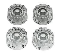 Musiclily Pro Inch Size Knurled Guitar Control Speed Knobs Compatible with USA Made Les Paul Style Electric Guitar, Silver (Set of 4)