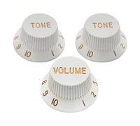 Musiclily Pro Inch Strat Knobs 1 Volume 2 Tone Control Knobs Set for USA Strat Stratocaster Style Electric Guitar, White(Set of 3)